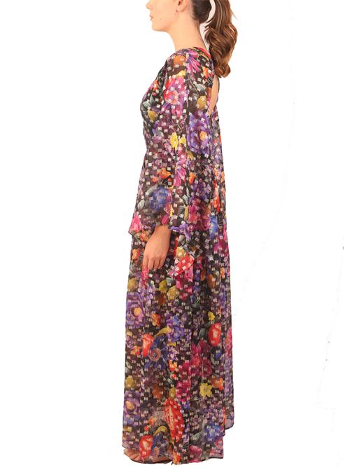 Vestito elegante in seta lamè a fiori Laboratorio Capri | MOONSTONENERO